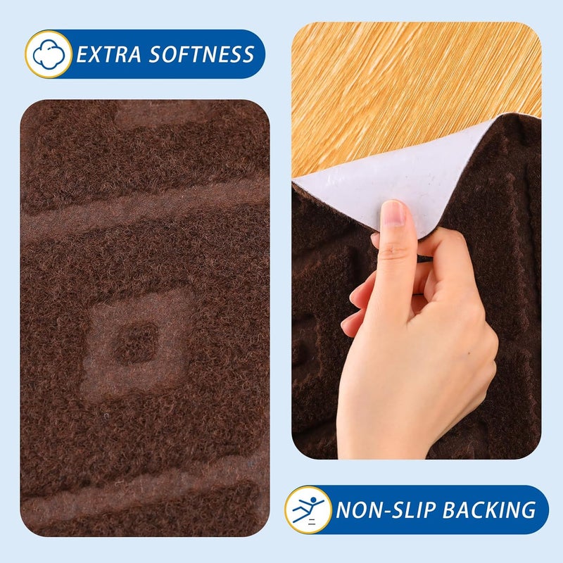 RIOLAND Non-Slip Carpet Stair Treads for Wooden Steps, 15 Pack Indoor Stair Runner with Reusable Adhesive Modern Anti Moving Safety Stair Rugs for Kids Dogs & Elders, 8" X 30", Rhombus Brown - Image 3